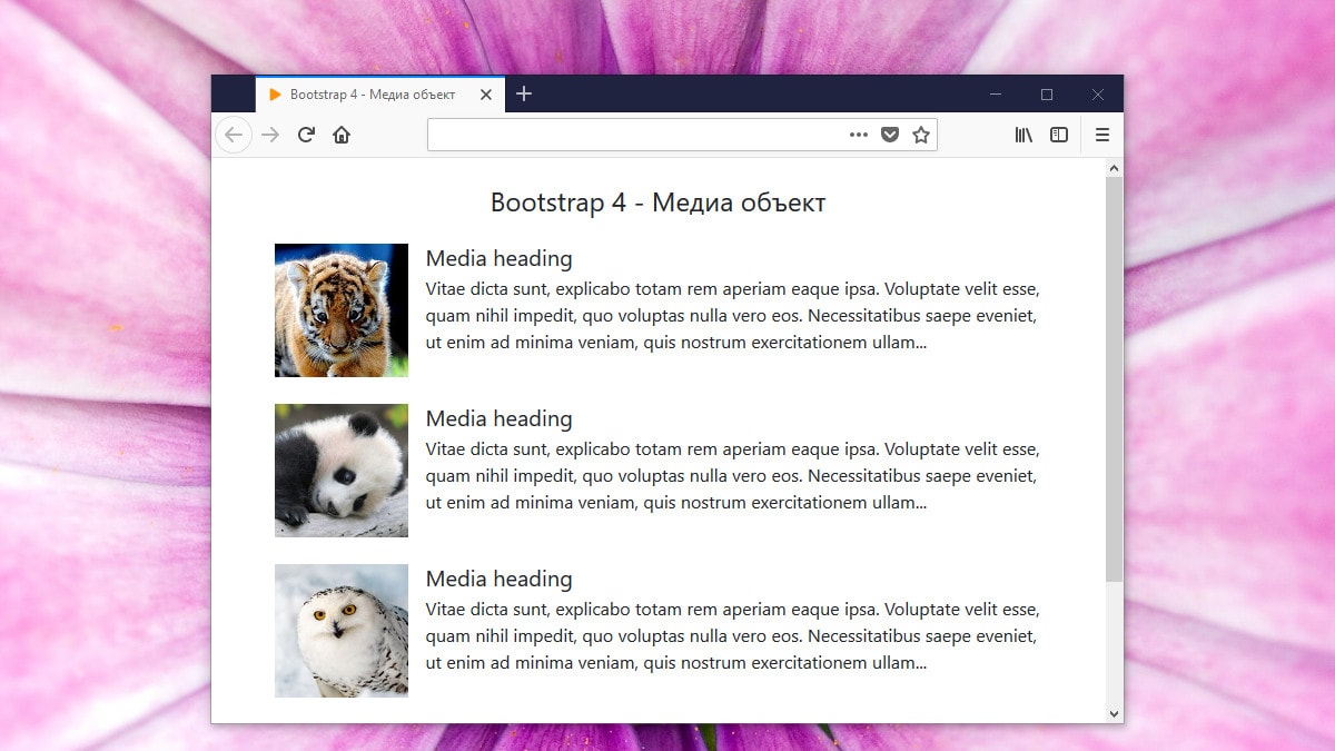 Bootstrap – Media object (медиа-объект)
