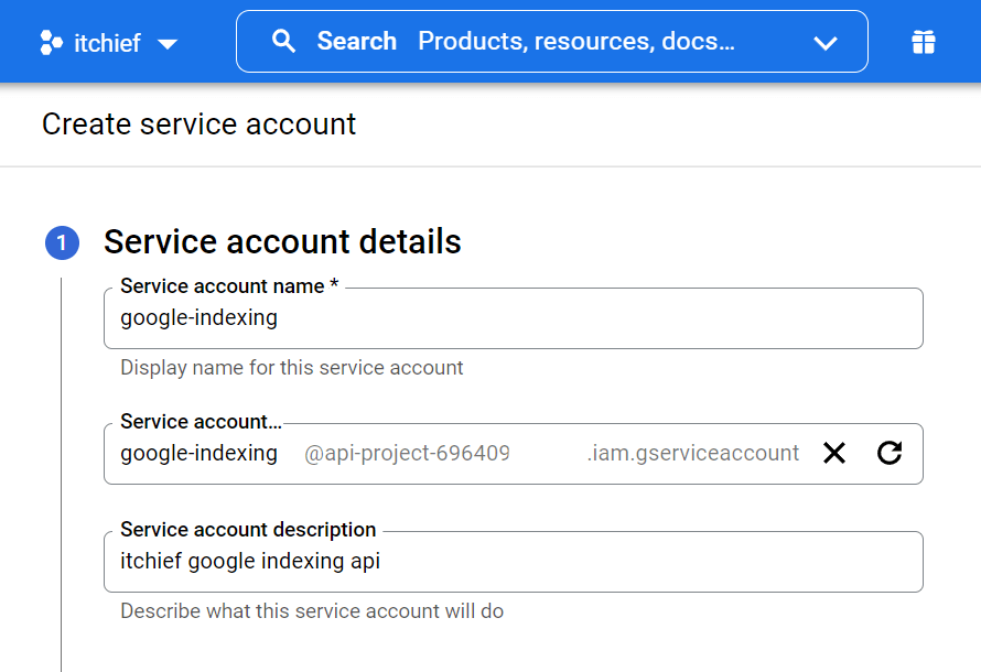 Данные учетной записи сервисного аккаунта в Google Cloud Platform