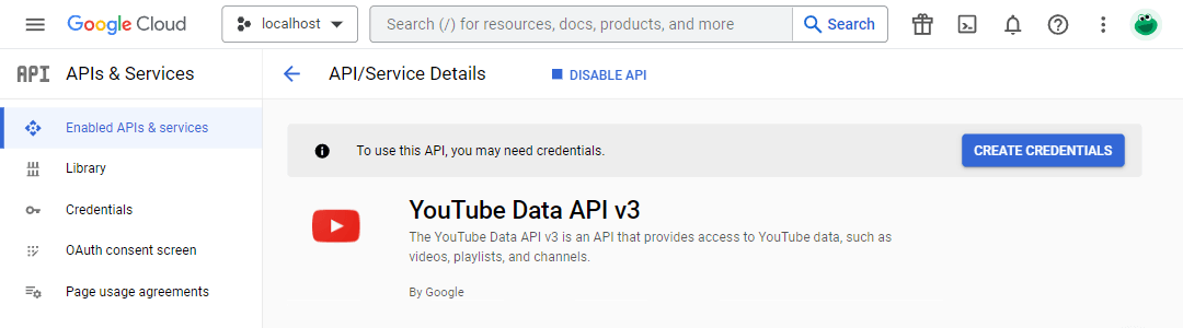Создание учетных записей для YouTube Data API v3