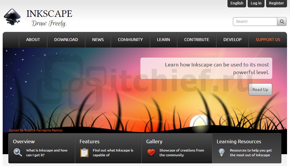 Главная страница сайта inkscape.org