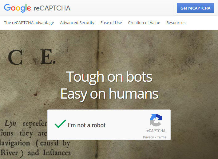 Сайт Google reCAPTCHA