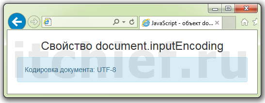 JavaScript - свойство document.inputEncoding