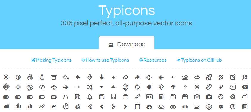 Иконки в формате шрифта Typicons