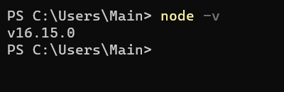 Получение версии Node.js, установленной на локальном компьютере
