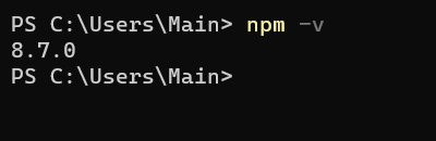 Получение версии npm, установленной на локальном компьютере