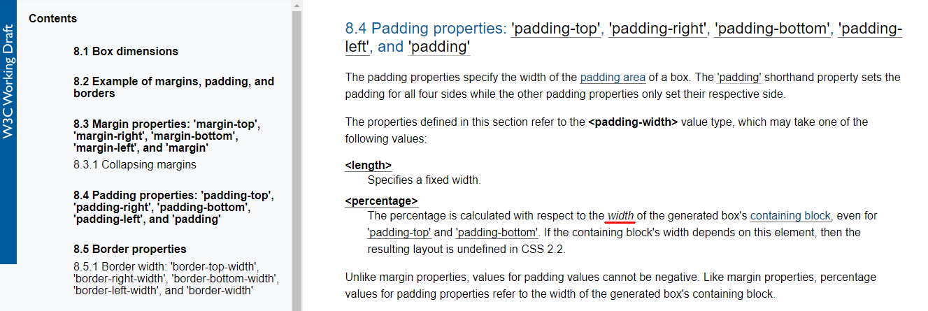 как рассчитывается значение padding-top и padding-bottom указанное в процентах